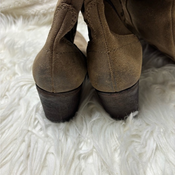 Carlos Santana 7.5 NOBEL Suede Leather Tall OTK Tan Zip Boho Western Boots - Picture 4 of 7